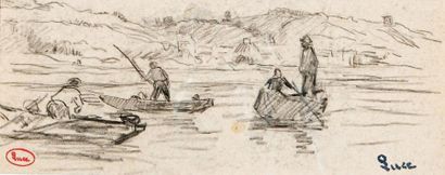null Lézardrieux, pêcheurs en barque sur l'embouchure du Trieux
Dessin au crayon...