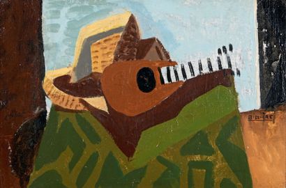 Roger Bissière (1888-1964) 
Composition avec mandoline, vers 1930
Huile sur toile,...