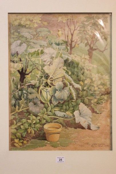 L. SAUVAGEOT: Jardin à Bry-sur-marne, 1893, aquarelle, signée, datée et située en...