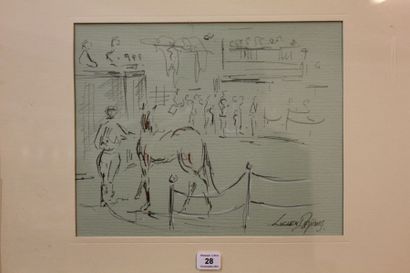 Lucien PEYTONG (né en 1950) Deauville vente de yearlings, 1993, dessin au crayon...