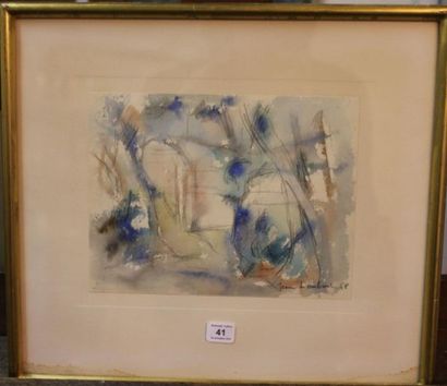 Jean LOMBARD (1895 - 1983) Paysage, 1958 Aquarelle sur traits de crayon, signée et...