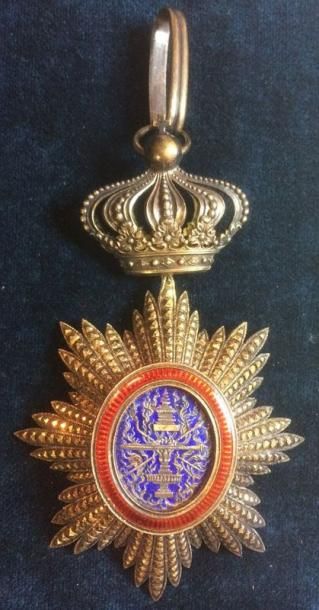 CAMBODGE Ordre Royal du Cambodge, fondé en 1863, insigne de commandeur en vermeil...