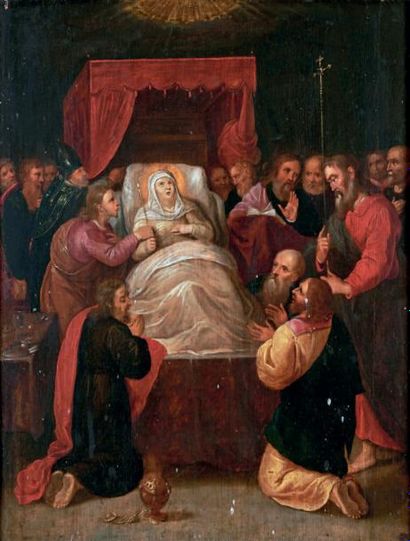 Entourage de Frans FRANCKEN, XVIIe siècle La dormition de la Vierge
Huile sur panneau...