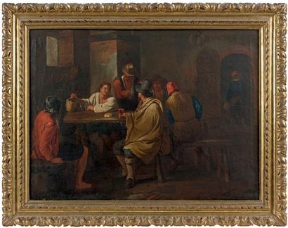 ARTISTE FLAMAND à Rome au XVIIe siècle Scène de taverne
Huile sur toile.
48 x 64...