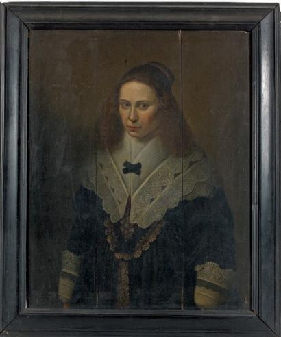 École HOLLANDAISE du XVIIe siècle Portrait d'Adriana Maria de Witte
Huile sur panneau...