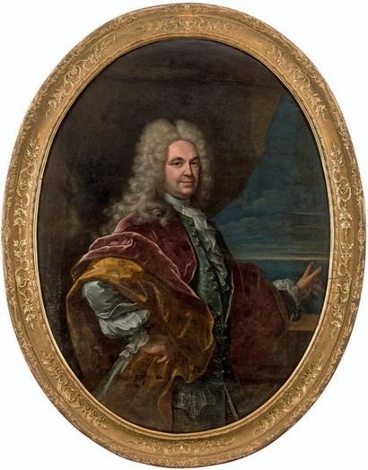 Atelier de Hyacinthe RIGAUD (1659-1753) Portrait d'homme
Huile sur toile, rentoilée,...