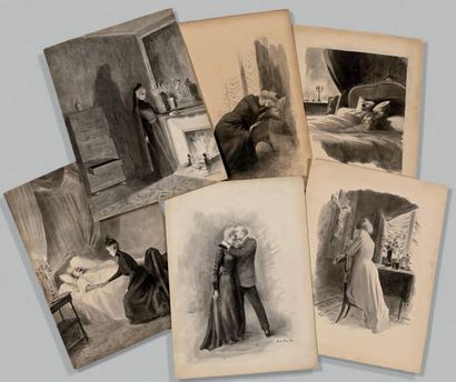 Pierre André BROUILLET (1857-1914) 
Illustration pour Fort comme la mort de Guy de...