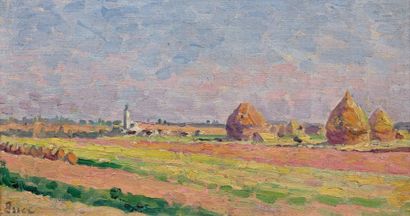 Maximilien Luce (1858-1941) 
Meules dans un champ, environs de Moulineux
Huile sur...