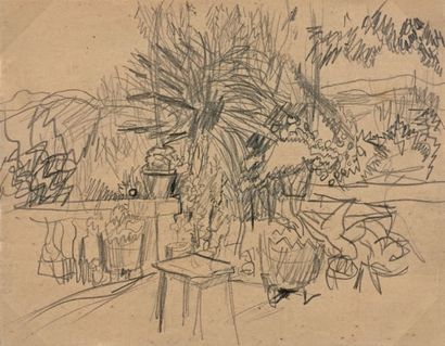 Pierre BONNARD (1867-1947) 
Étude pour: La terrasse ou Une terrasse à Grasse
Dessin...