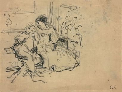 Edouard VUILLARD (1868-1940) 
Couple dans un salon, vers 1903-1904
Dessin au crayon...