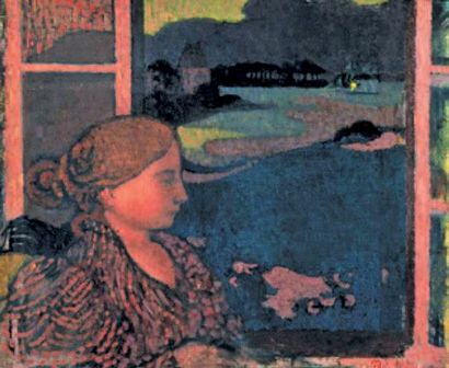 Maurice DENIS (1870-1943) 
Femme assise devant une fenêtre, vers 1894
Dessin au pastel,...