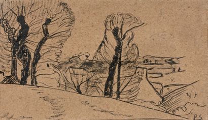 Paul SERUSIER (1864-1927) 
Paysage
Dessin à l'encre au pinceau.
Porte le timbre des...