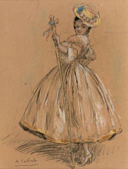 Antoine CALBET (1860-1944) 
Étude de costumes du XVIIIe siècle
Deux dessins au crayon...