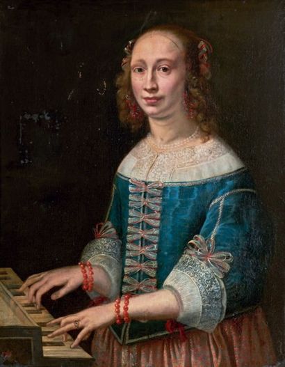 École FRANÇAISE du XVIIIe siècle Portrait de femme jouant de l'épinette
Huile sur...