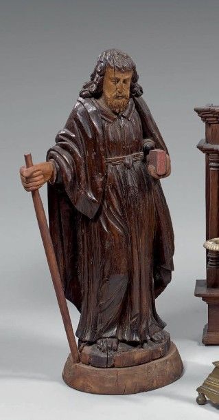 null Statue de saint personnage (Saint Ignace?) en bois sculpté polychrome.
XVIIe...