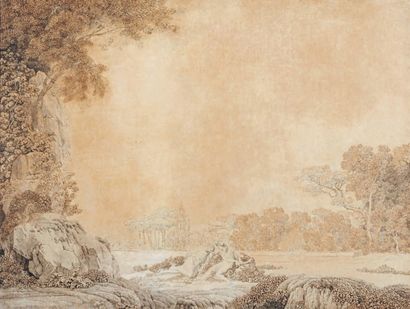 Jean-Pierre PEQUIGNOT (1765-1804) Paysage avec Mercure et Argus
Dessin, signé et...