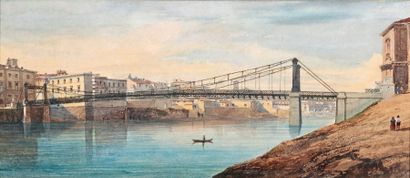 Ecole Italienne de la fin du XIXe siècle Le Ponte di Ferro à Rome
Dessin, aquarelle.
17...