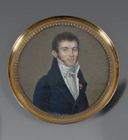 École FRANÇAISE du début du XIXe siècle Portrait d'homme, portant la Légion d'Honneur
Miniature...