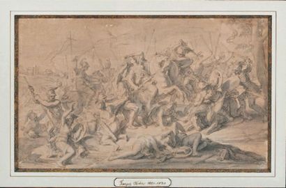 François VERDIER (1651-1730) Combat des Amazones
Pierre noire, lavis.
15 x 24,5 ...