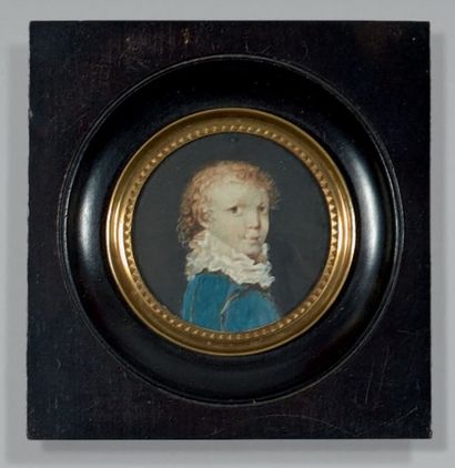 Ecole française dans le goût du XVIIIe siècle Portrait d'enfant à la collerette blanche
Miniature.
Diamètre:...