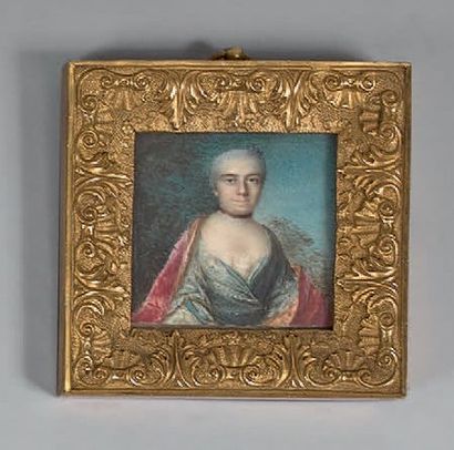École Française du XIXe siècle Portrait de femme
Miniature.
4,5 x 4,7 cm
Cadre en...