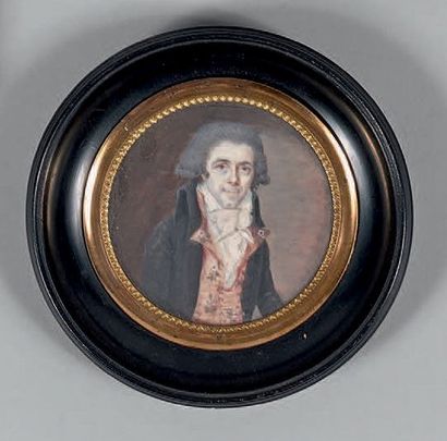École FRANÇAISE de la fin du XVIIIe siècle Portrait d'homme
Miniature.
Diamètre:...