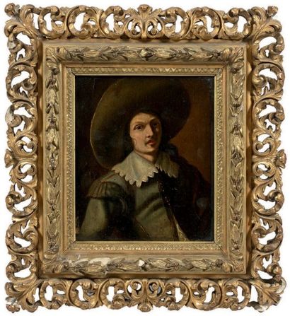École HOLLANDAISE du XVIIe siècle Portrait de jeune homme au grand chapeau
Huile...