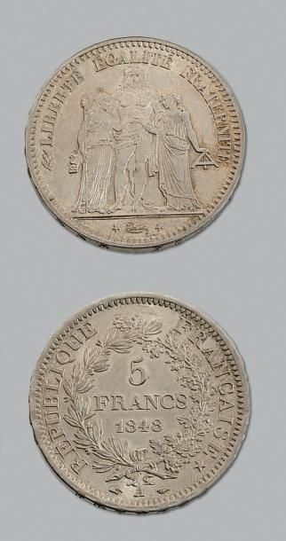 null DEUXIÈME RÉPUBLIQUE (1848-1852)
5 francs Hercule. 1848. Paris. G. 683.
Sple...