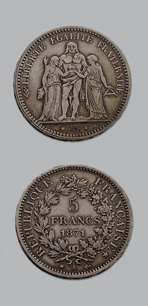 null COMMUNE de PARIS (18 mars - 28 mai 1871)
5 francs Hercule. 1871. Paris.
G. 745.
TTB...