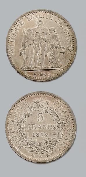 null TROISIÈME RÉPUBLIQUE (1871-1940)
5 francs Hercule: 2 exemplaires. 1872 et 1873....