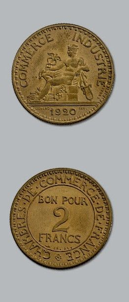 null TROISIÈME RÉPUBLIQUE (1871-1940)
2 francs Chambre de commerce. Essai 1920 en...