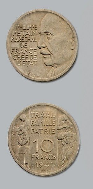 null ÉTAT FRANÇAIS (1940-1944)
10 francs, concours de Galle. 1941. Essai en nickel.
G....