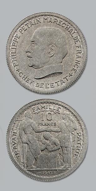 null ÉTAT FRANÇAIS (1940-1944)
10 francs, concours de Bazor/Vezien. 1943. Essai en...