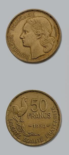 null QUATRIÈME RÉPUBLIQUE (1947-1959)
50 francs Guiraud. 1950. Essai en cupro-aluminium.
Joint...