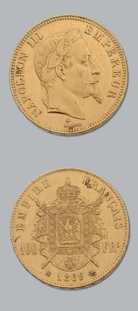 null SECOND EMPIRE (1852-1870)
100 Francs or, tête laurée. 1869. Strasbourg.
G. 1136.
TTB...