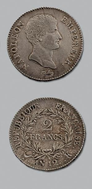 null PREMIER EMPIRE (1804-1814)
2 Francs tête nue, revers République. An 12. Bordeaux.
10...