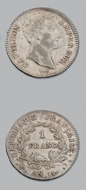 null PREMIER EMPIRE (1804-1814)
Franc tête nue. An 14. Paris.
G. 443. Superbe.