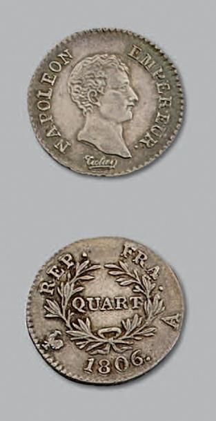 null PREMIER EMPIRE (1804-1814)
Quart de franc tête nue. 1806. Paris.
G. 347. Su...