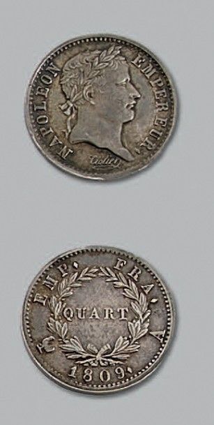 null PREMIER EMPIRE (1804-1814)
Quart de franc tête de nègre laurée. 1809. Paris.
G....