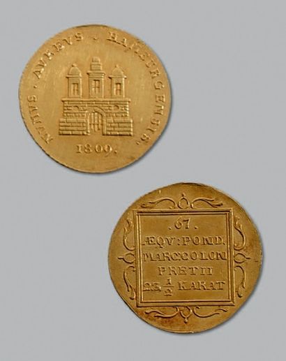 null HAMBOURG: ville d'Hambourg (1806-1809)
Ducat d'or, 3e type. 1809. Altona.
L.M.N....
