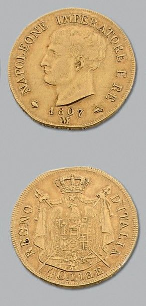 null RÈGNE D'ITALIE:Napoléon roi d'Italie (1805-1814)
40 Lire or, 1er type. Tranche...