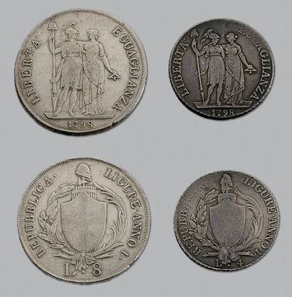 null RÉPUBLIQUE DE LIGURIE (1798-1805)8 Lire. 1798. Gênes.
Joint 4 lire 1798 et lire...