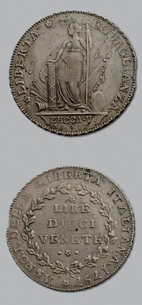 null MUNICIPALITÉ DÉMOCRATIQUE de VENISE
10 Lire, 1er type. An I. 1797.
L.M.N. 970.
Choc...
