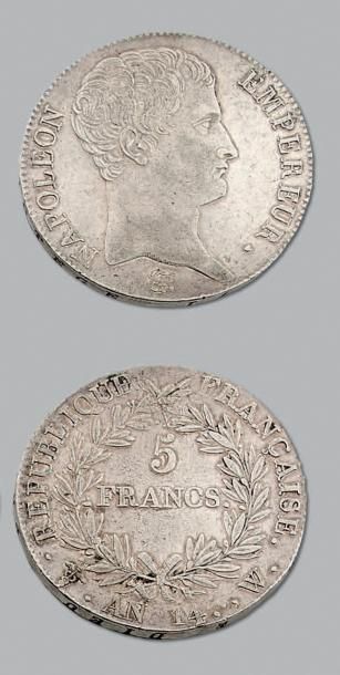 null PREMIER EMPIRE (1804-1814)
5 Francs Napoléon Empereur, tête nue. An 14. Lille.
13836...
