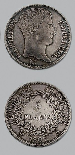 null PREMIER EMPIRE (1804-1814)
5 Francs transitoire. 1807. Paris.
G. 582. Rare....