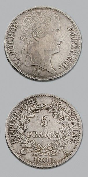 null PREMIER EMPIRE (1804-1814)
5 Francs Napoléon, tête laurée, République. 1807....