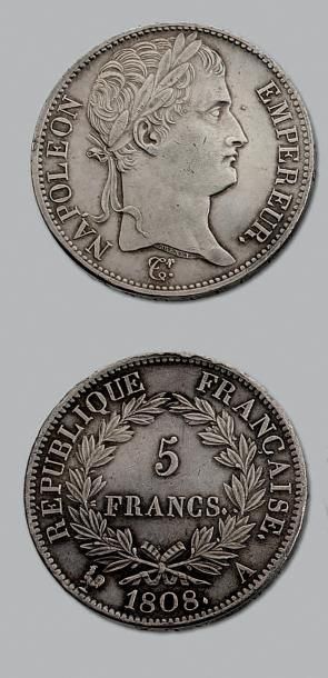 null PREMIER EMPIRE (1804-1814)
5 Francs Napoléon, tête laurée, République. 1808....