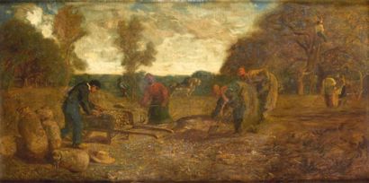 Eugène FROMENTIN (1820-1876) La cueillette des pommes et les ramasseurs de pommes...