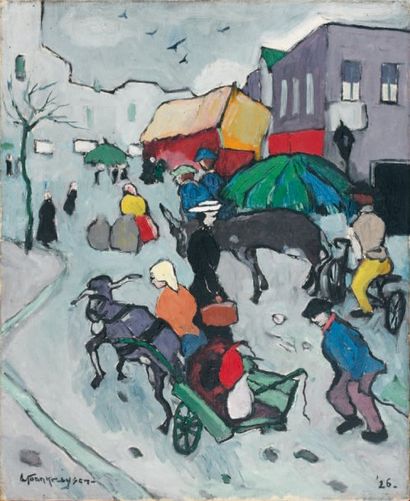 Antoon KRUYSEN (1898-1977) Jour de marché, 1926 Huile sur toile, signée en bas à...