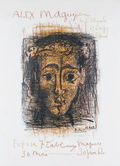Pablo PICASSO Affiche pour Alex Maguy, Galerie de l'Élysée, 1962, lithographie en...